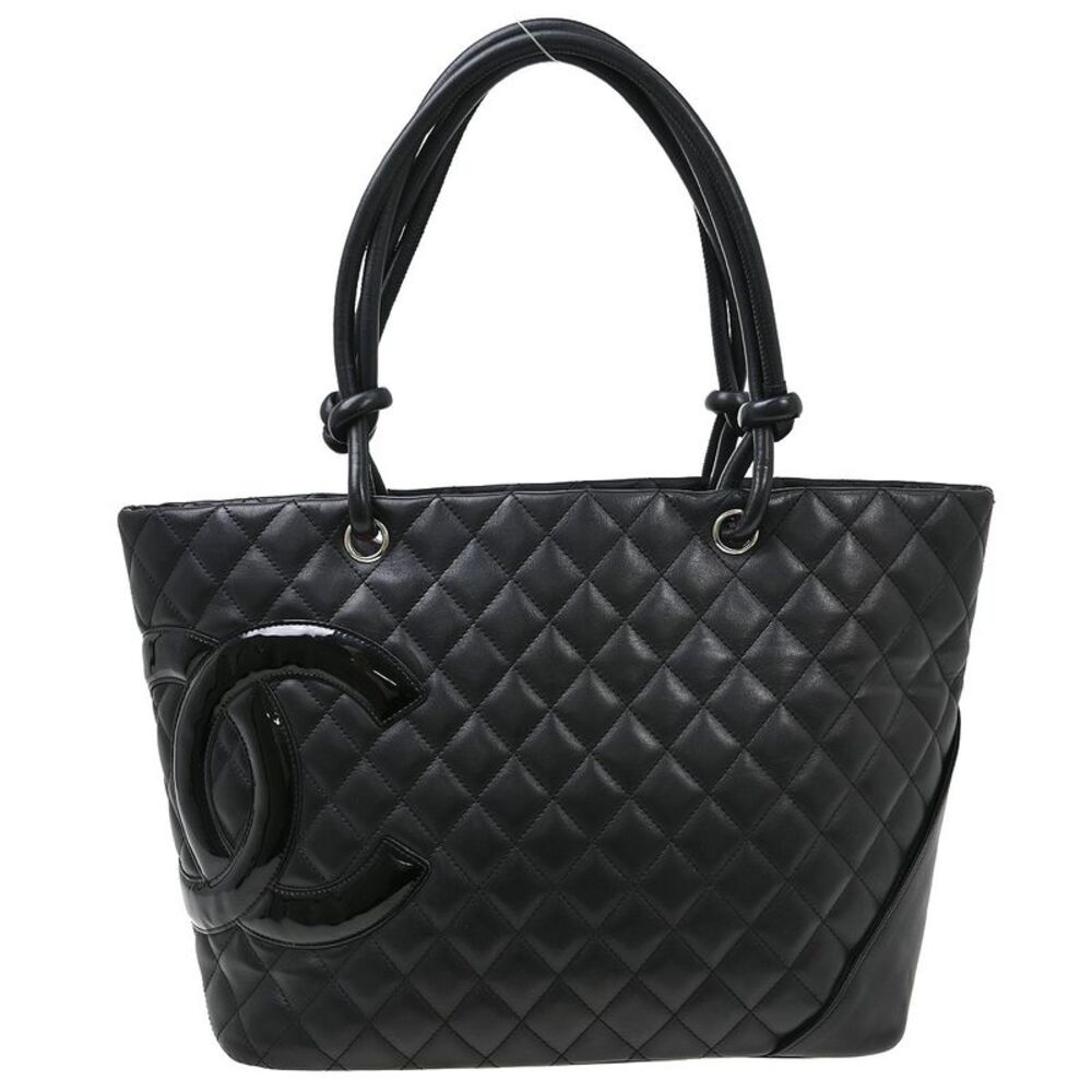 Chanel Cambon Tote Quilted Leather Black Calfskin Handbag